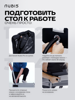 Переносной физиотерапевтический стол Nubis Pro с электрическим насосом и усиленной рамой DARK BLUE