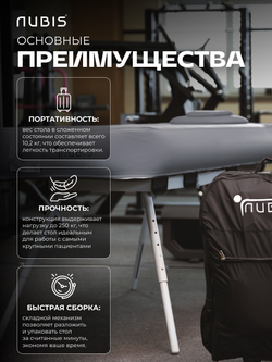 Переносной стол для массажа NUBIS PRO с электрическим насосом WHITE