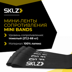 Фитнес ленты SKLZ 5 x 24 см, 10 шт., тяжелое сопротивление, черные SKLZ Mini Bands Black
