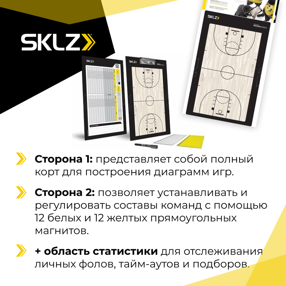 Доска тактическая для баскетбола магнитная тренерская SKLZ Magna Coach Backetball