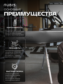 Комплект: переносной массажный стол NUBIS PRO OSTEO с электрическим насосом дополнительным усиленным каркасом