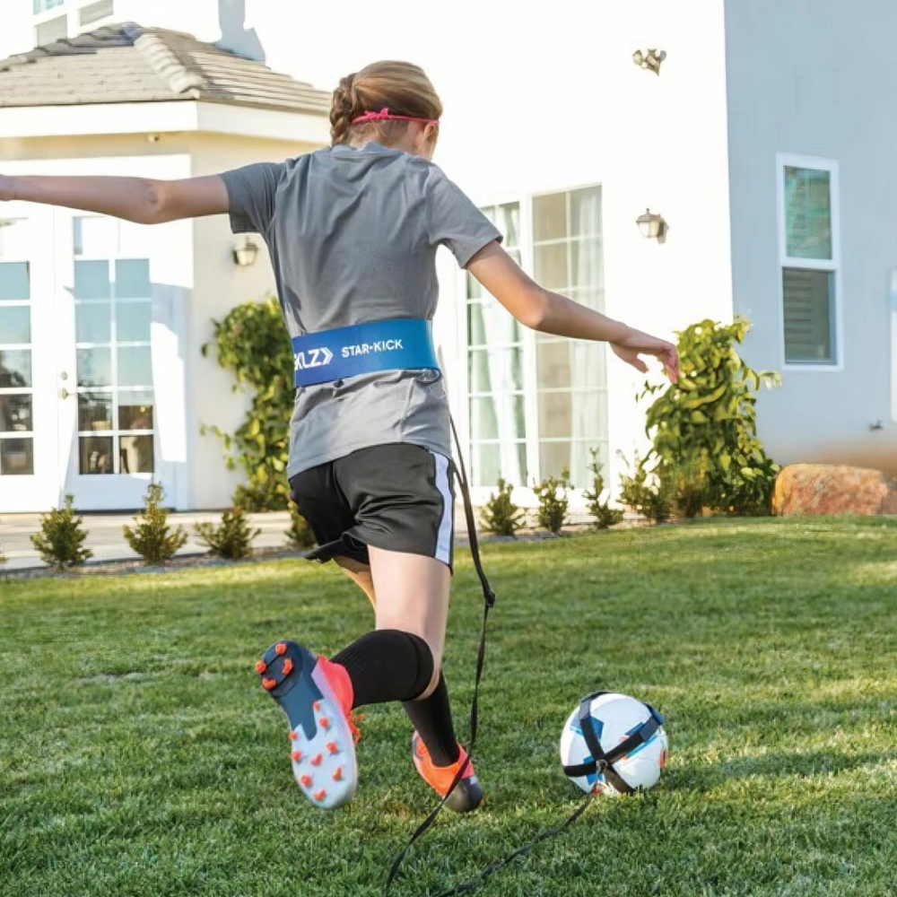 Футбольный тренажер на резинке чехол для мяча синий SKLZ Star-Kick METALLIC BLU