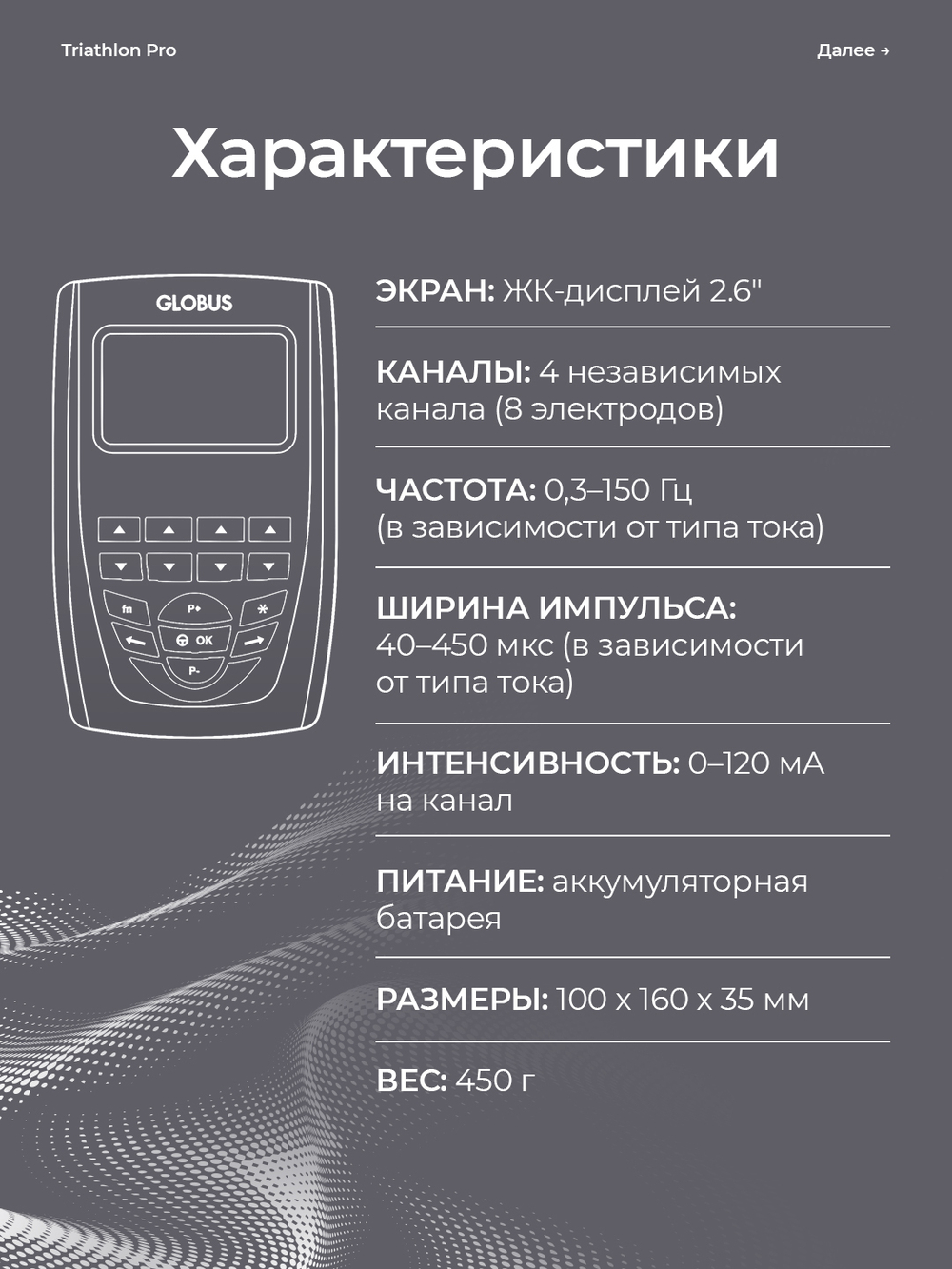 Электростимулятор GLOBUS Triathlon Pro, 424 программы