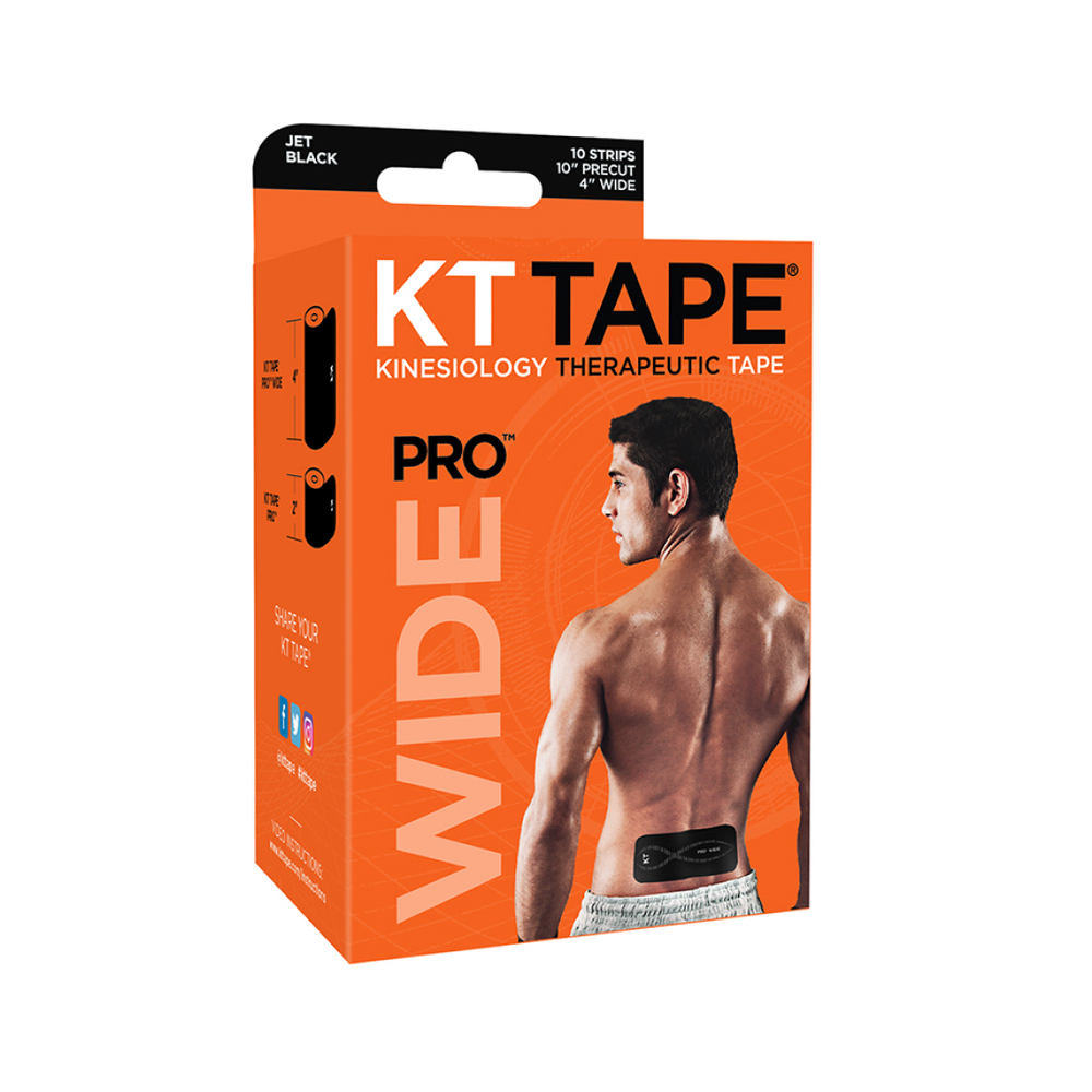 Кинезиотейп KT Tape PRO Wide, Синтетическая основа,10 полосок 25х10см, преднарезанный, цвет Черный