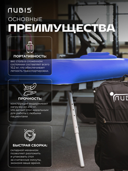 Переносной физиотерапевтический стол Nubis Pro с электрическим насосом и усиленной рамой BLACK