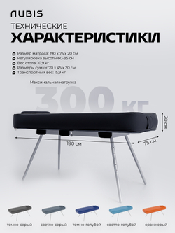 Переносной физиотерапевтический стол Nubis Pro с электрическим насосом и усиленной рамой LIGHT GREY