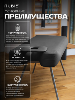 Переносной стол для массажа NUBIS PRO с электрическим насосом WHITE